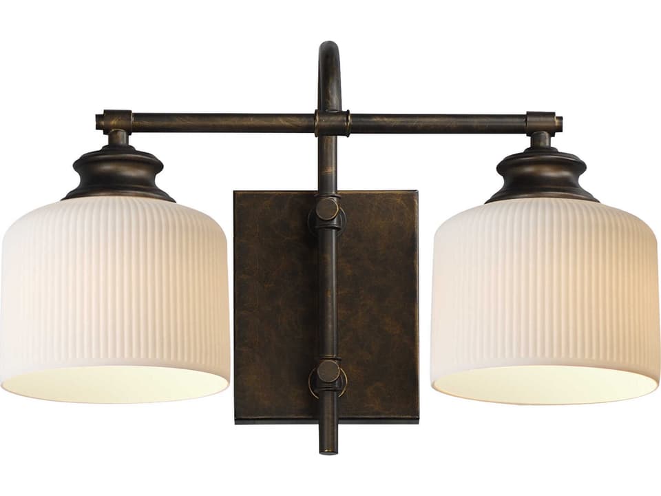 Bisque 2-Light Oil Rubbed Bronze Vanity Light with Ceramic Shades