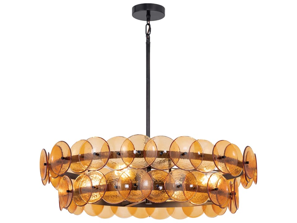 Loren 6-Light Chandelier in Gunmetal with Amber Glass