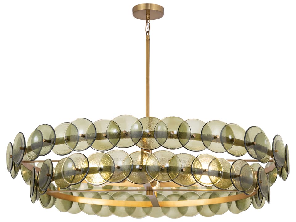 Loren 8-Light Weathered Brass Green Chandelier
