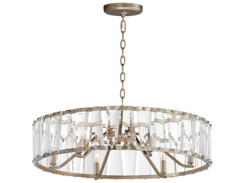 Odeon 6-Light Chandelier in Golden Silver with Beveled Crystal Glass