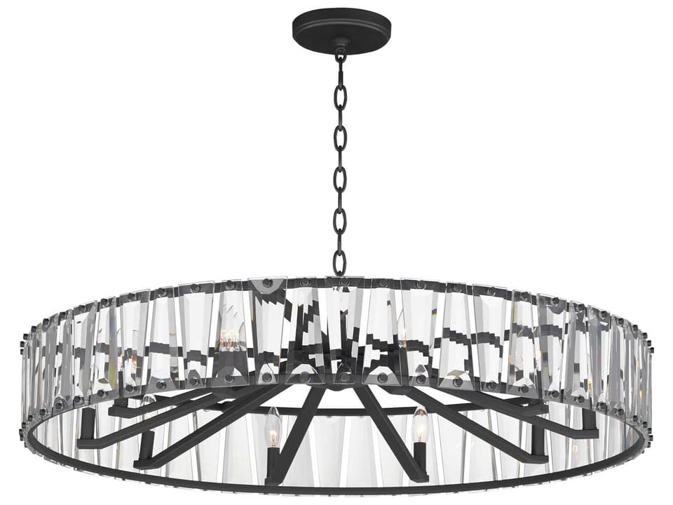 Odeon 10-Light Black Candelabra Chandelier with Crystal Glass Panels