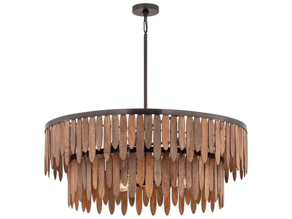 Marimba 7-Light Walnut Brown Drum Pendant Light