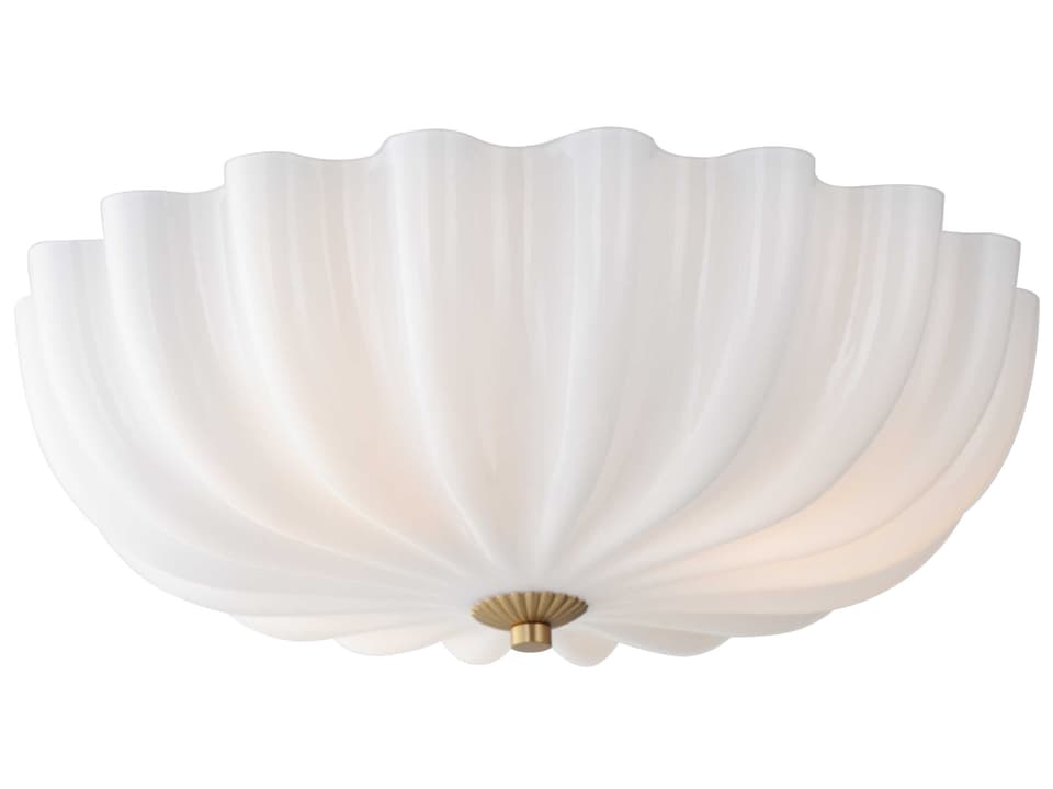 Bundt 3-Light Semi-Flush Mount in White and Natural Aged Brass