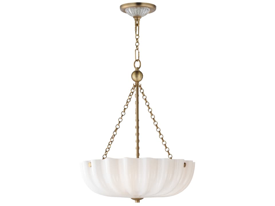 Bundt 3-Light White Natural Aged Brass Bowl Pendant