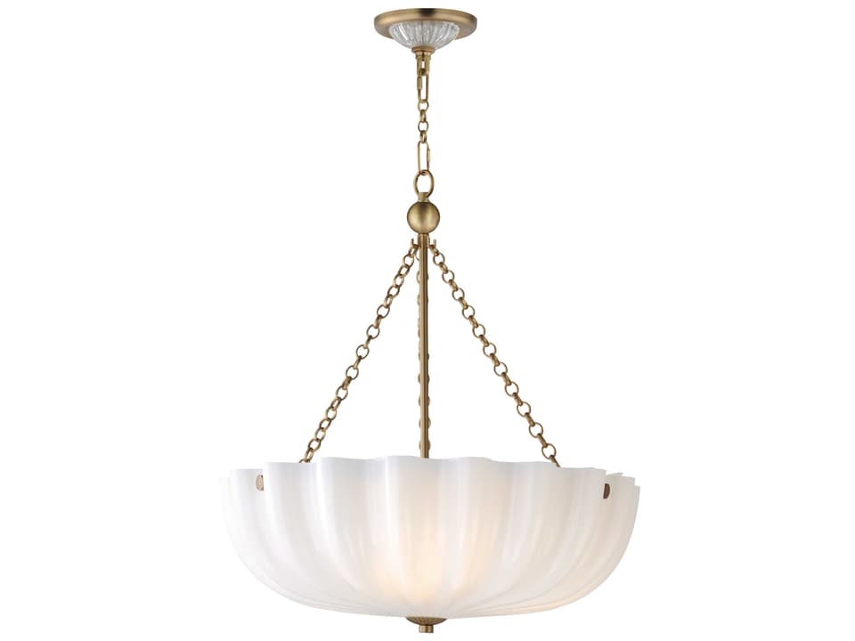 Bundt 3-Light Convertible Pendant Light in White and Natural Aged Brass