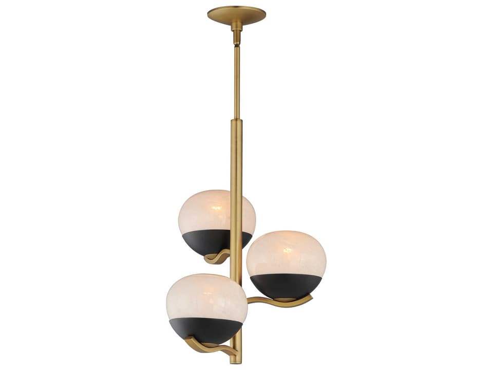 Lucerne 3-Light Black Natural Aged Brass Globe Chandelier