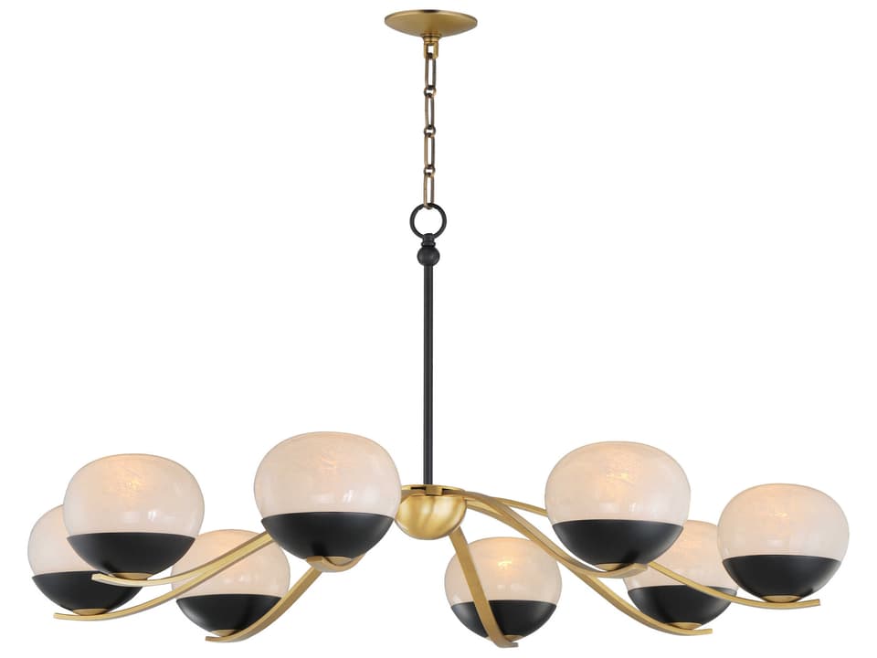 Lucerne 8-Light Globe Chandelier in Black and Natural Aged Brass