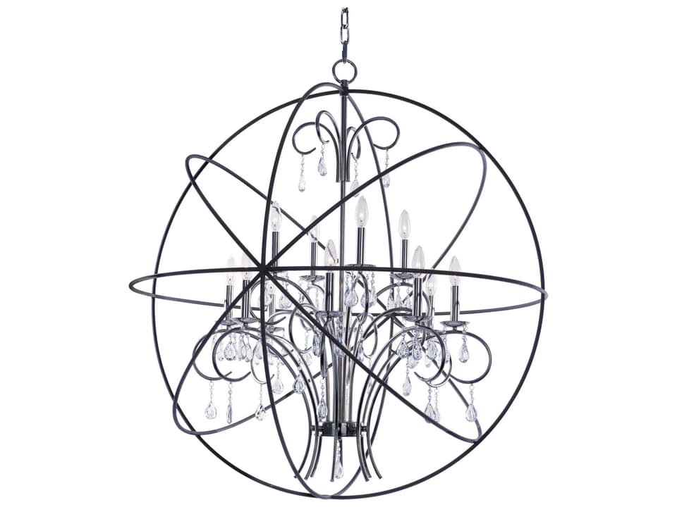 12-Light Orbit Chandelier in Anthracite and Polished Nickel