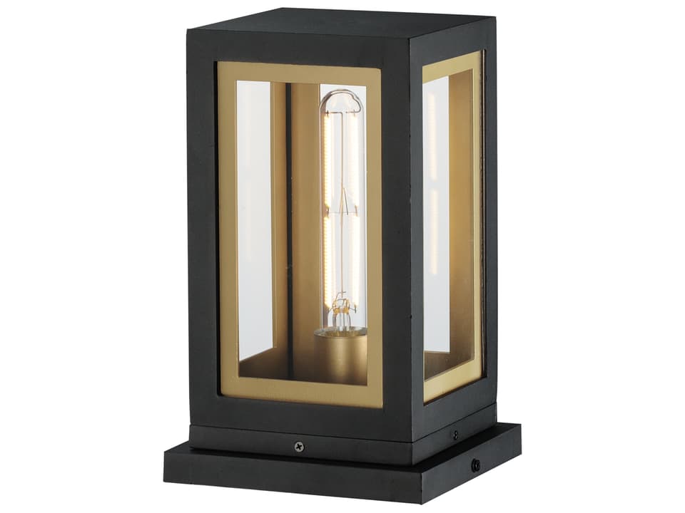 Neoclass 1-Light Outdoor Post Lantern in Black and Gold