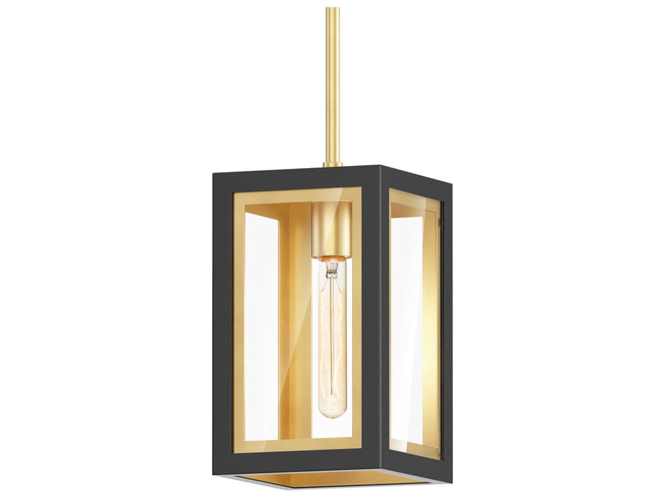 Neoclass 1-Light Outdoor Hanging Light in Black and Gold
