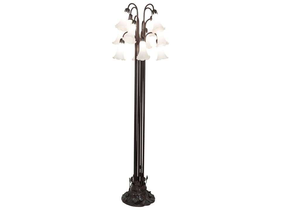 Tiffany White Collection 12-Light Lily Floor Lamp in Mahogany Bronze