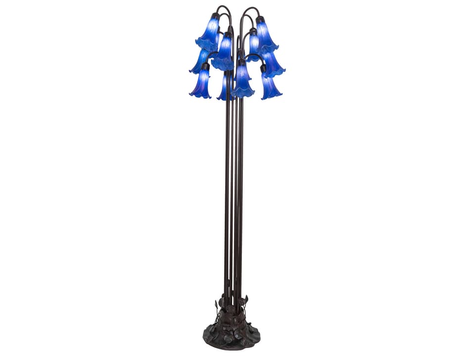 Tiffany Blue Collection 12-Light Tiffany Style Floor Lamp in Mahogany Bronze