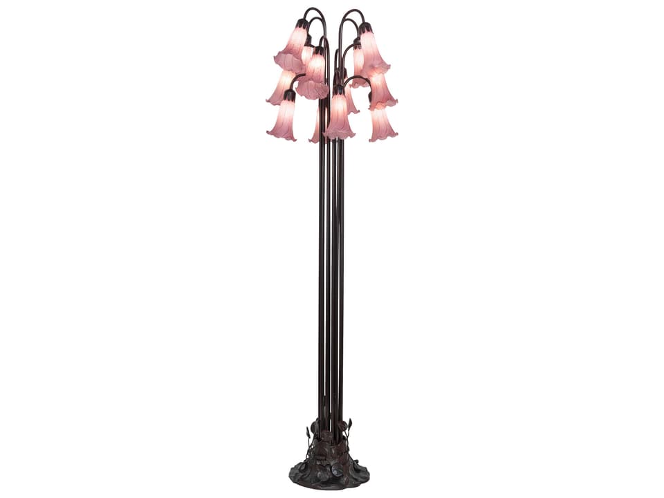 Tiffany Lavender 12-Light Floor Lamp in Mahogany Bronze with Art Glass Shades