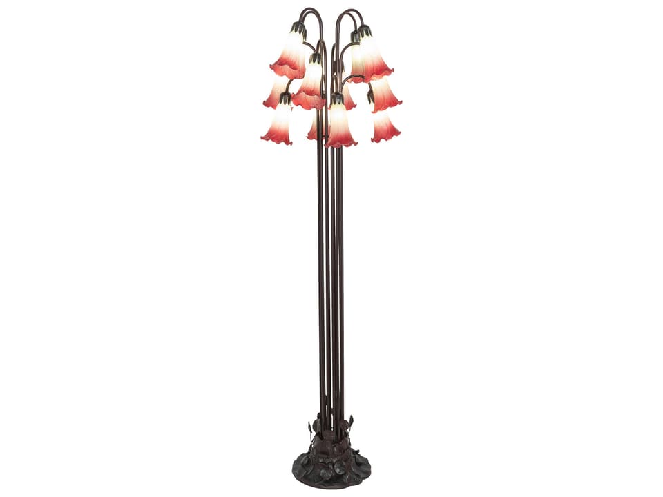 Tiffany Seafoam Cranberry 12-Light Pond Lily Floor Lamp in Mahogany Bronze
