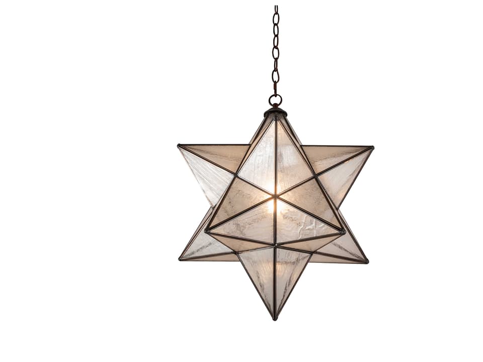 Tiffany Moravian Star 1-Light Pendant Light in Craftsman Brown Finish