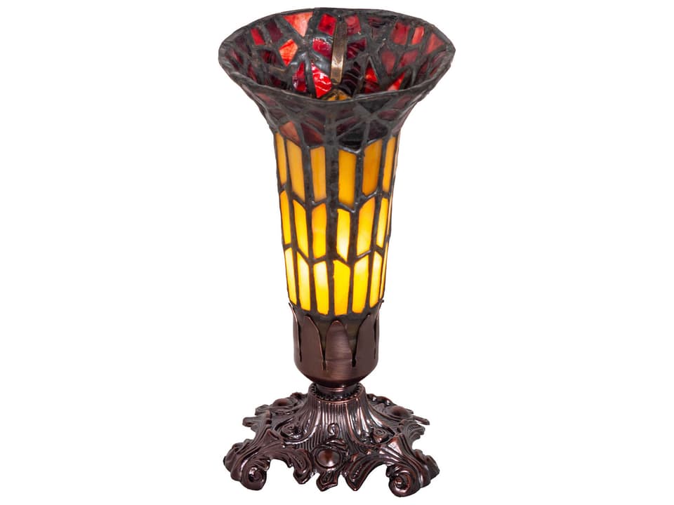 Tiffany Stained Glass Pond Lily One-Light Mini Accent Lamp in Mahogany Bronze