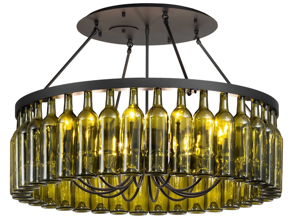 Tuscan Vineyard 12-Light Textured Black Green Chandelier