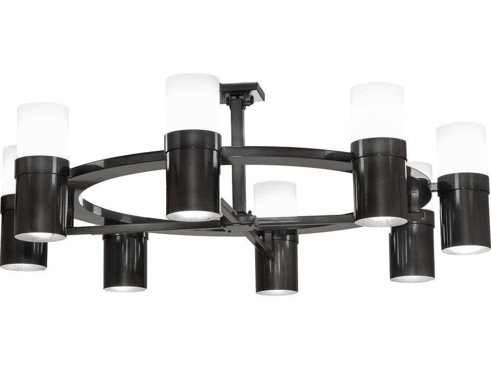 Farmington 8-Light LED Cylinder Chandelier in Black Chrome over Nickel