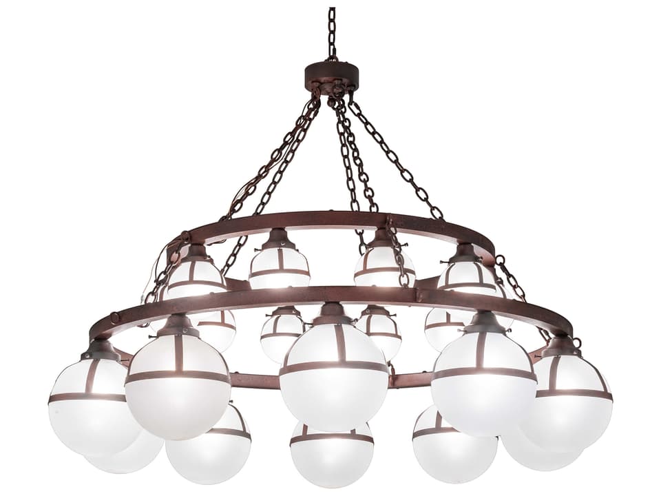 Bola 20-Light Outdoor Chandelier in Rusty Nail Finish