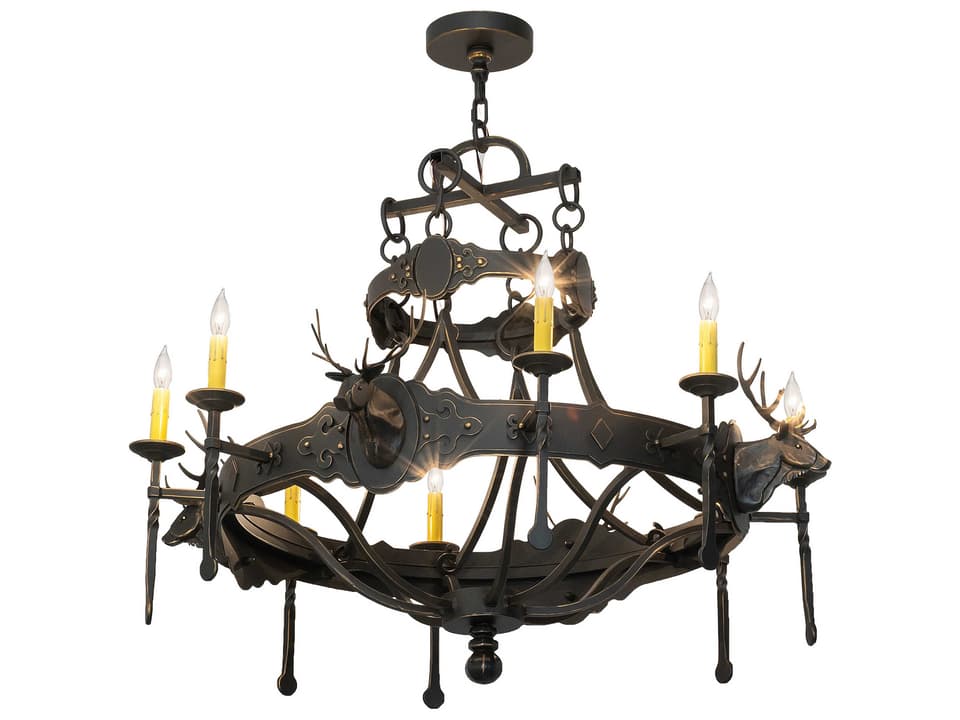 Stag 8-Light Chandelier in Timeless Bronze