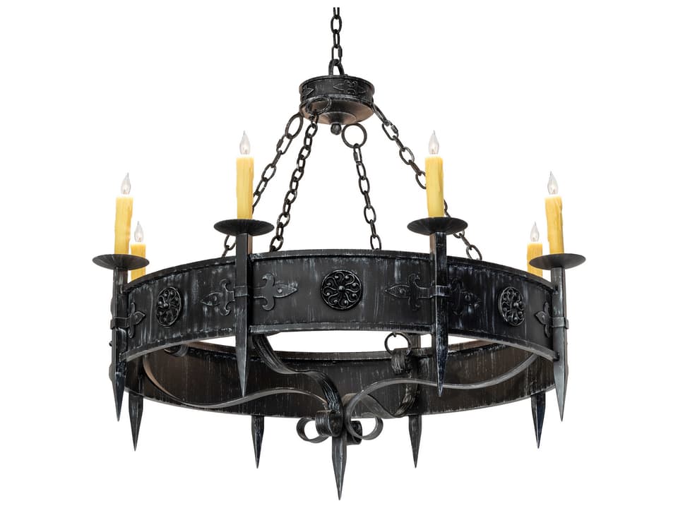 Calandra 8-Light Traditional Chandelier in Black Wrought Iron