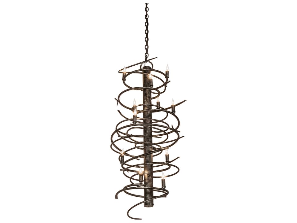 Cyclone 12-Light Hand-Forged Steel Chandelier in Dark Bronze