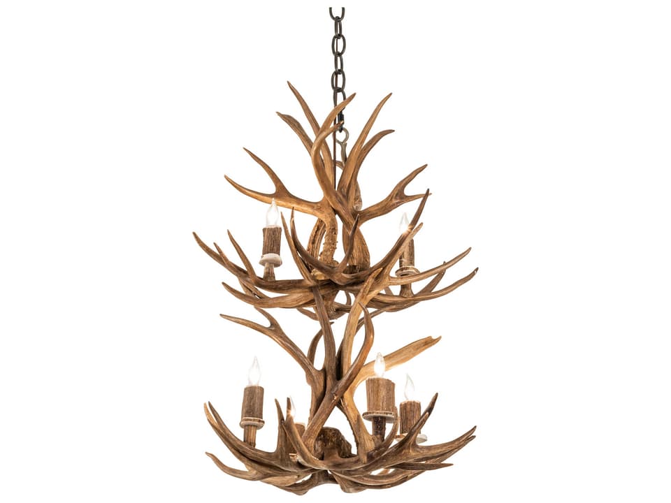 Antlers 6-Light Chandelier in Antique Copper Finish