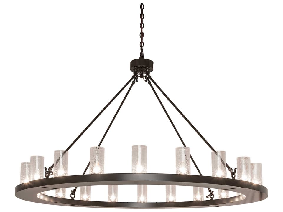 Loxley 20-Light Timeless Bronze Chandelier with Clear Seeded Glass Cylinders