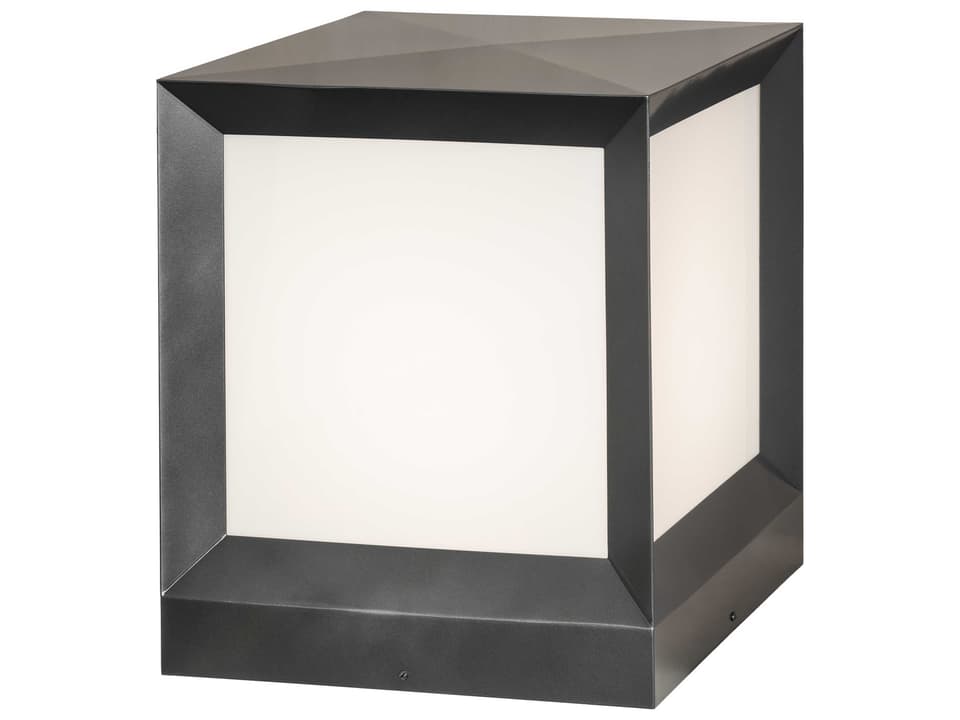 Cubism 1-Light Contemporary Outdoor Post Light in White and Silver