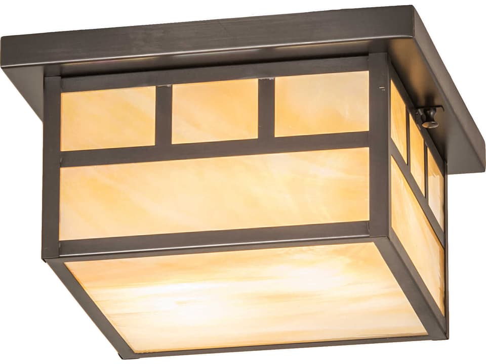 Hyde Park 2-Light Outdoor Flushmount Ceiling Light in Craftsman Brown