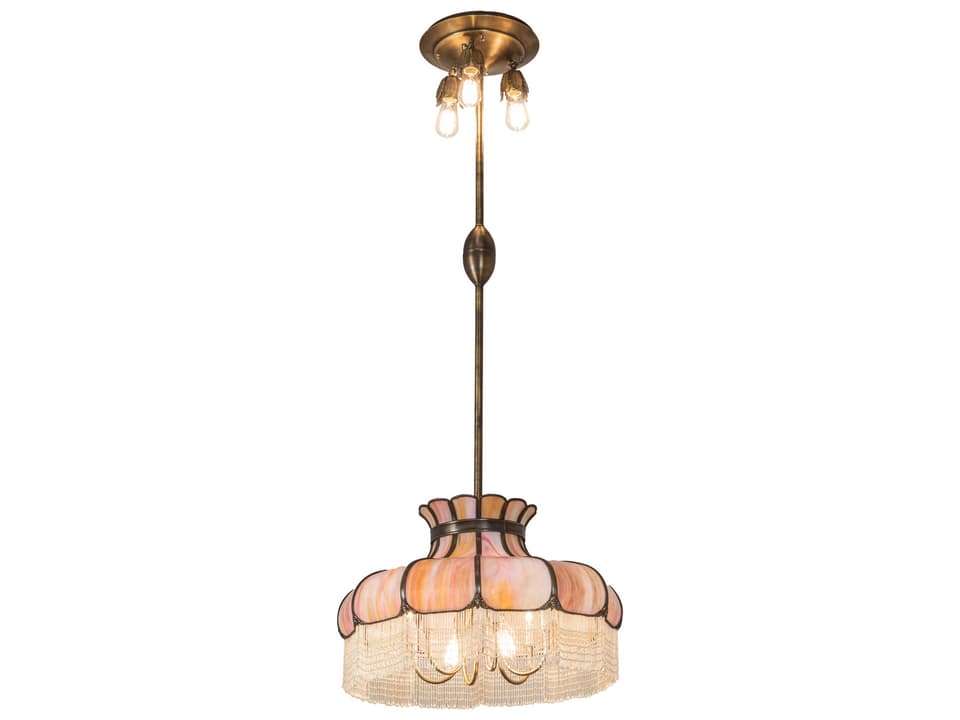 5 6-Light Antique Mahogany Bronze Glass Tiffany Chandelier