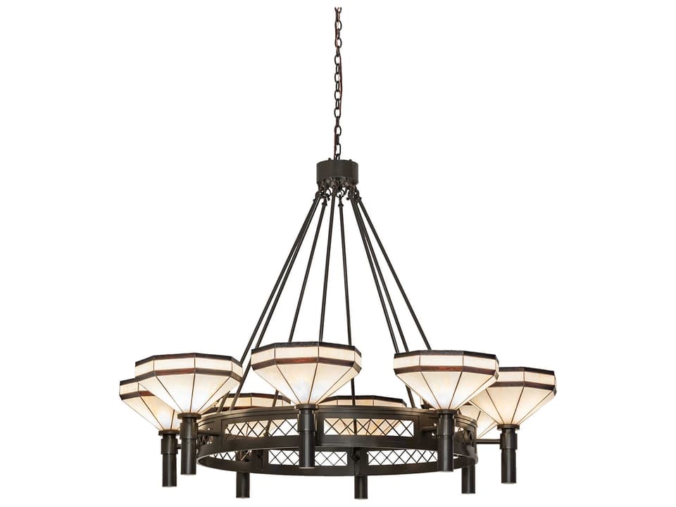 Topridge 8-Light Timeless Bronze Round Chandelier with Art Glass Bowl