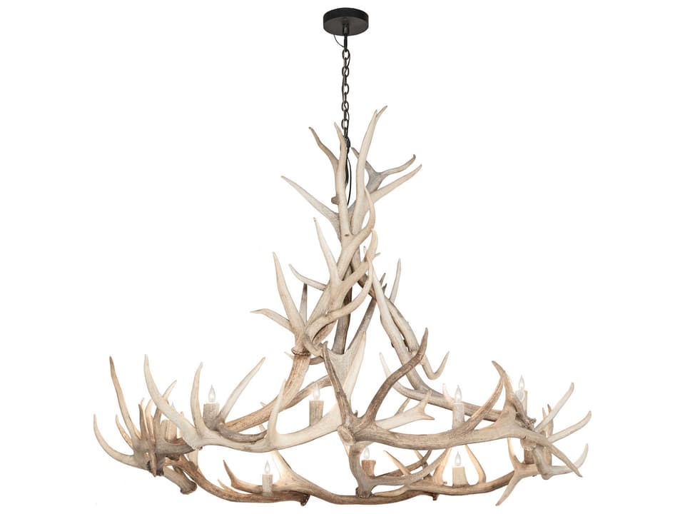 Antlers 12-Light Elk Antler Chandelier in Off White
