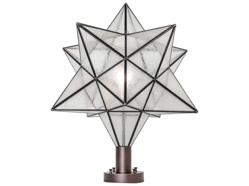 1-Light Moravian Star Outdoor Post Light in Mahogany Bronze