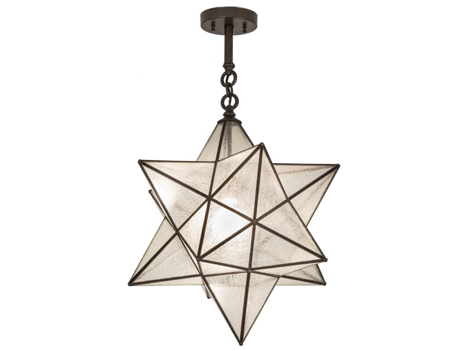 Moravian Star 1-Light Outdoor Pendant Light in Craftsman Brown