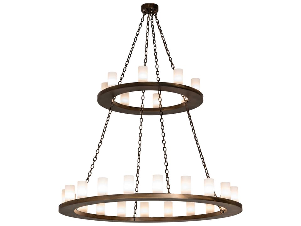 Loxley 28-Light LED Tiered Chandelier in Antique Copper with Idalight Glass