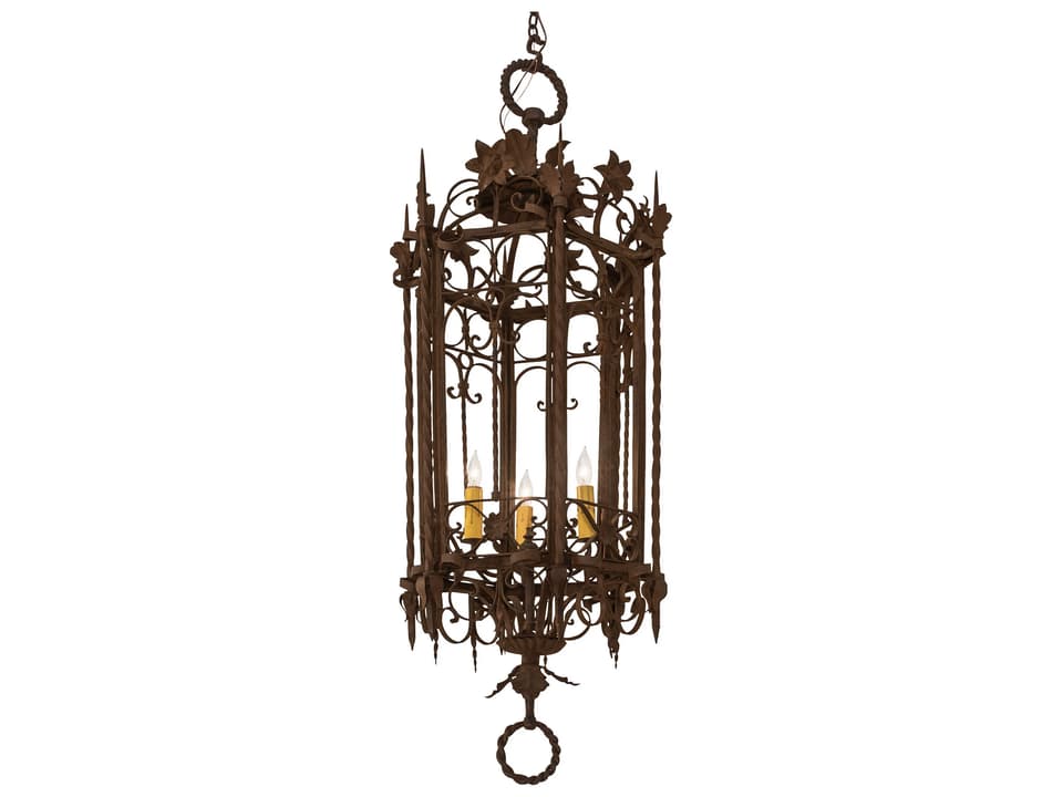 Gordes 3-Light Brown Candle Style Chandelier with Steel Frame