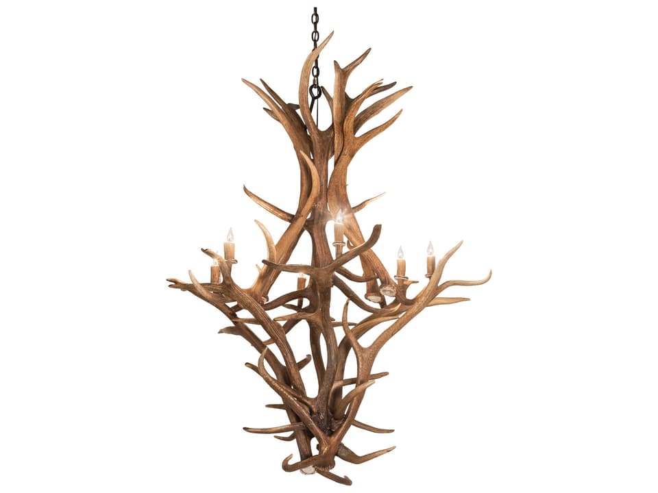 Antlers 8-Light Chandelier in Antique Copper