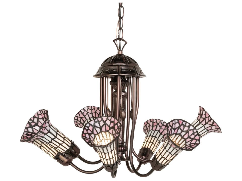 Tiffany 7-Light Stained Glass Wide Chandelier