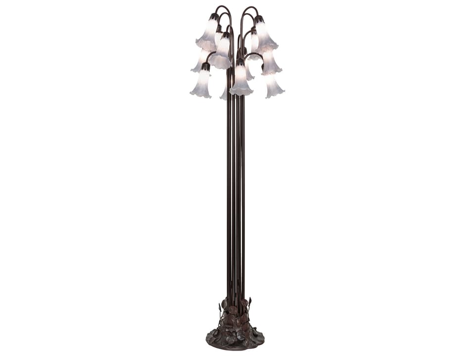 Tiffany Gray 12-Light Floor Lamp in Mahogany Bronze