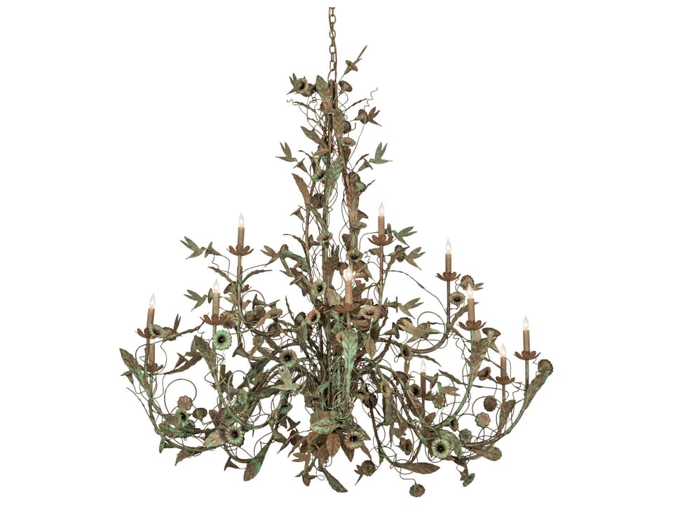 Le Printemps 15-Light Green Chandelier