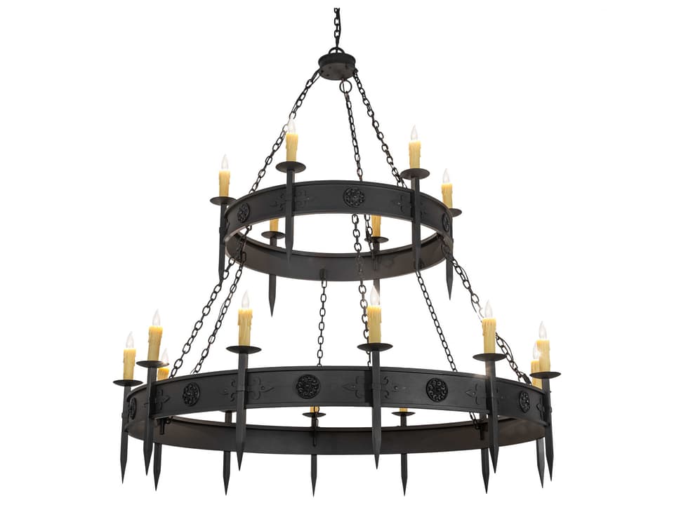 Calandra 18-Light Candelabra Tiered Chandelier in Wrought Iron Bronze