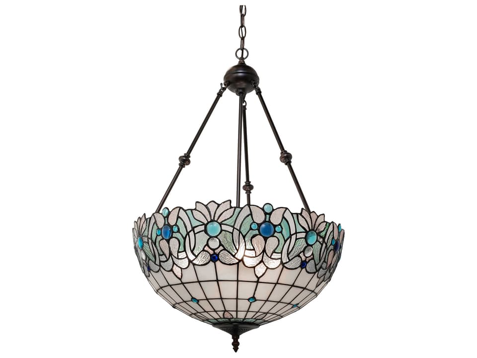 Tiffany Angelica 3-Light Tiffany Pendant Light in Mahogany Bronze