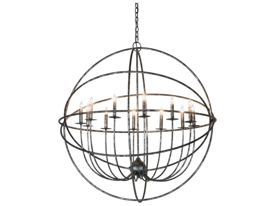 Atom Enerjisi 12-Light Charcoal Gray Candelabra Globe Chandelier