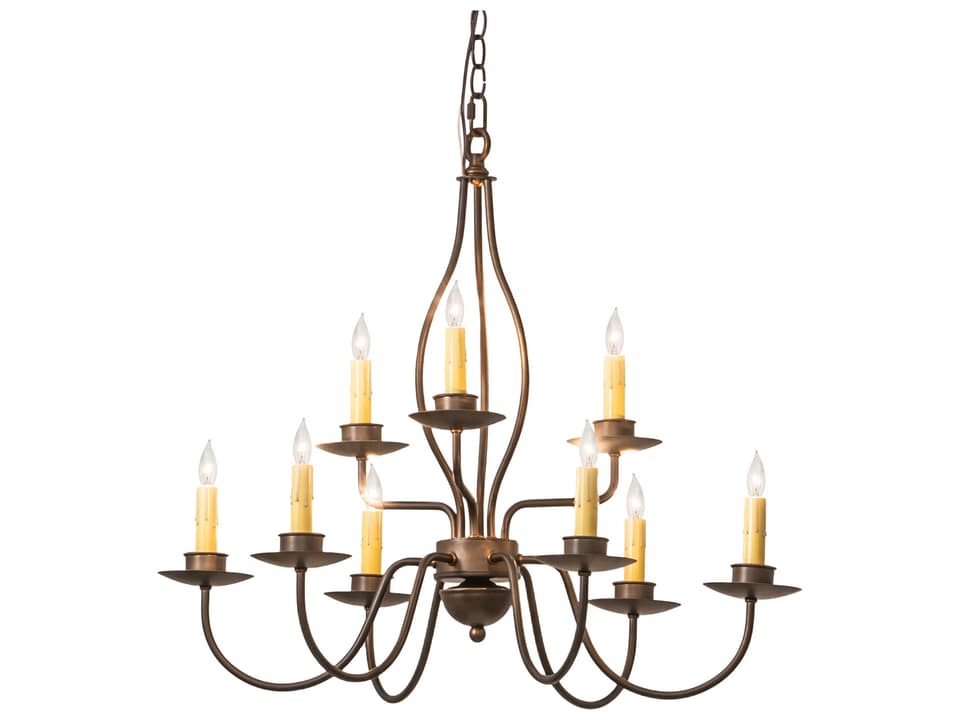9-Light Earl Candelabra Chandelier in Antique Copper