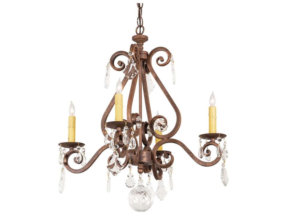 Adrianna 4-Light Traditional Chandelier in Antique Rust with Crystal Accents