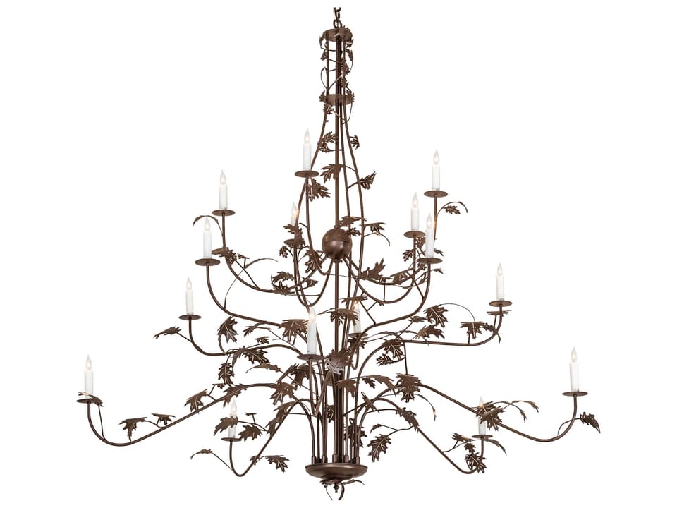 Oak Leaf 15-Light Chandelier in Cafe Noir