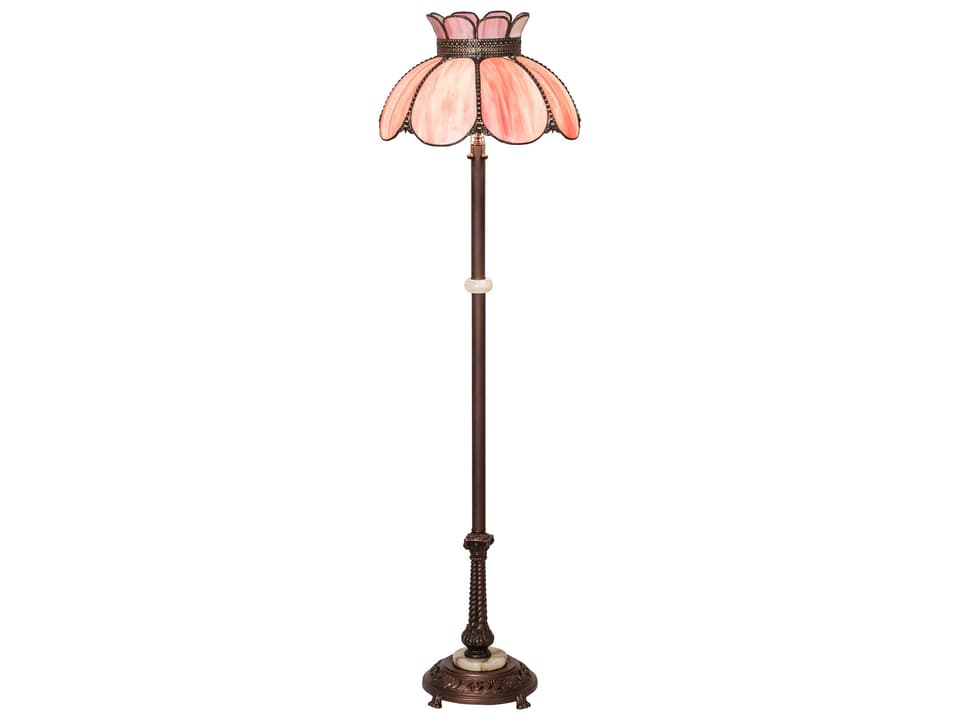 Meyda Anabelle Craftsman 3-Light Tiffany Floor Lamp — Pink