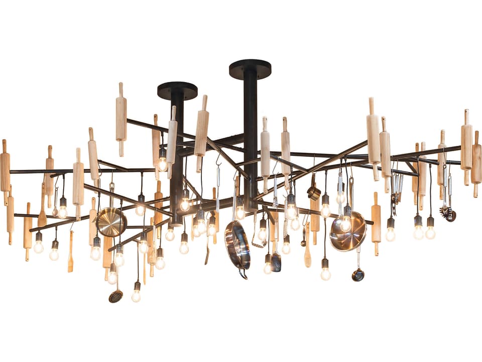Alva 30-Light Oblong Chandelier in Burnished Antique Copper