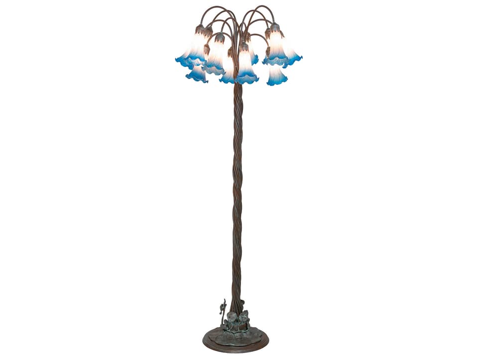 Tiffany Pink Blue Collection 12-Light Floor Lamp in Bronze